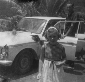 The same car 3 years later. The salt and humidity caused large areas of the body to rust away. Helpful Samoans would put bouquets of wildflowers in the holes on the hood, making it very festive to drive.